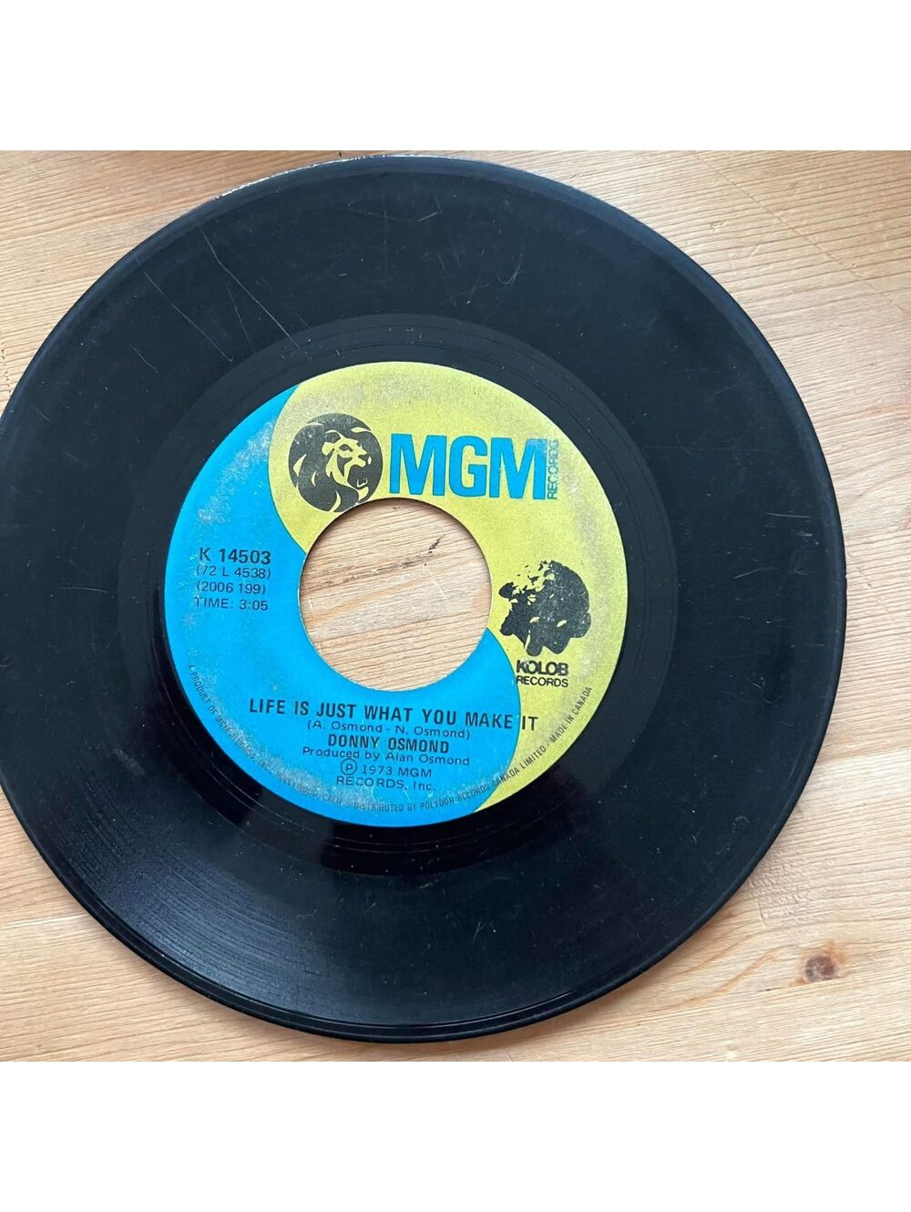 Donny Osmond - Life is just what you make It/The Twelfth of Never 45rpm VG+ R16
